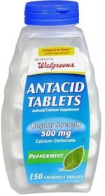 Walgreens Regular Strength Antacid/Calcium Supplement Chewable Tablets, Peppermint, 500 mg, 150 Tablets (Pack of 3 Bottles) - Image 2