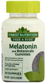 Melatonin + Botanicals Gummies Strawberry60ea, 2 pk Finest Nutrition Free & Pure - Image 2