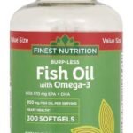 Finest Nutrition Burp-Less Fish Oil 950 mg with Omega 3 Softgels 300.0 ea