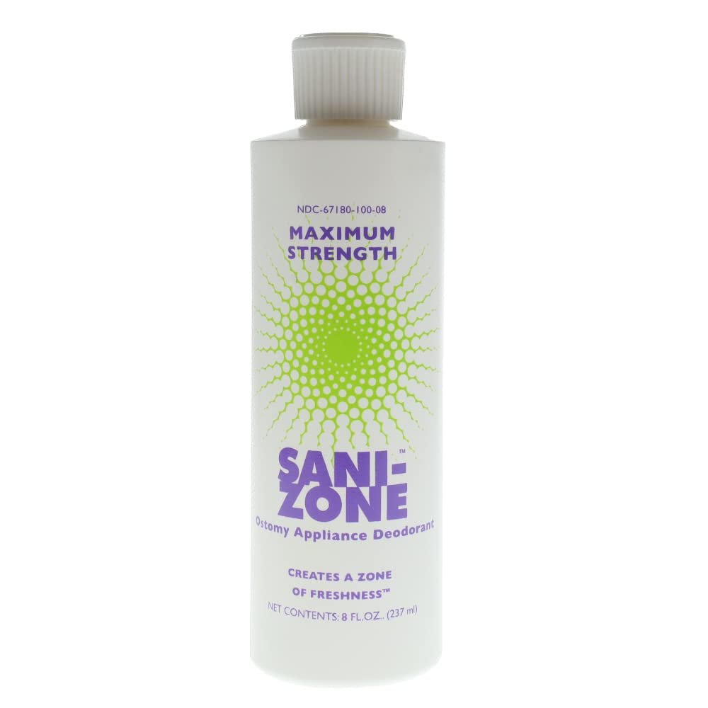Version 1.0.0 Sani-Zone Maximum Strength Ostomy Appliance Deodorant Bottle Unscented, 8 oz. Wound Deodorizer, Ostomy Care for Hospital and Professional Use - Image 1