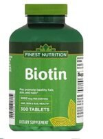 Finest Nutrition Biotin 5000 mcg Tablets, 300 Count Value Size for Supporting Healthy Hair, Skin and Nails