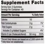 Finest Nutrition Organic Vitamin D3 2000I IU Gummy Natural Orange, Lemon, Strawbery Flavors 80 Count - Image 3