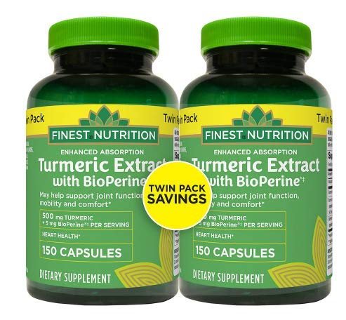 Version 1.0.0 Finest Nutrition Enhanced Absorption Turmeric with BioPerine, Twin Pack 150.0ea - Image 1
