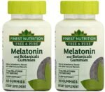 Melatonin + Botanicals Gummies Strawberry60ea, 2 pk Finest Nutrition Free & Pure