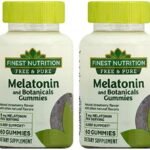 Melatonin + Botanicals Gummies Strawberry60ea, 2 pk Finest Nutrition Free & Pure