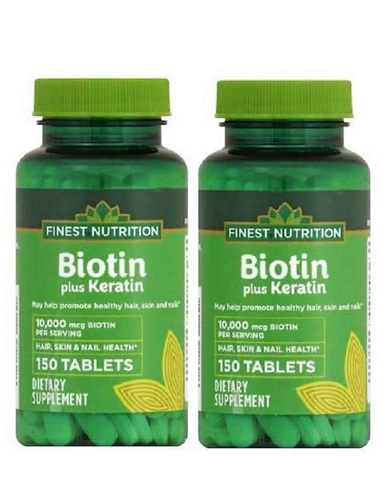 Version 1.0.0 Finest Nutrition Biotin Plus Keratin - 10,000 mcg - 300 Count - 2 Pack - Image 1