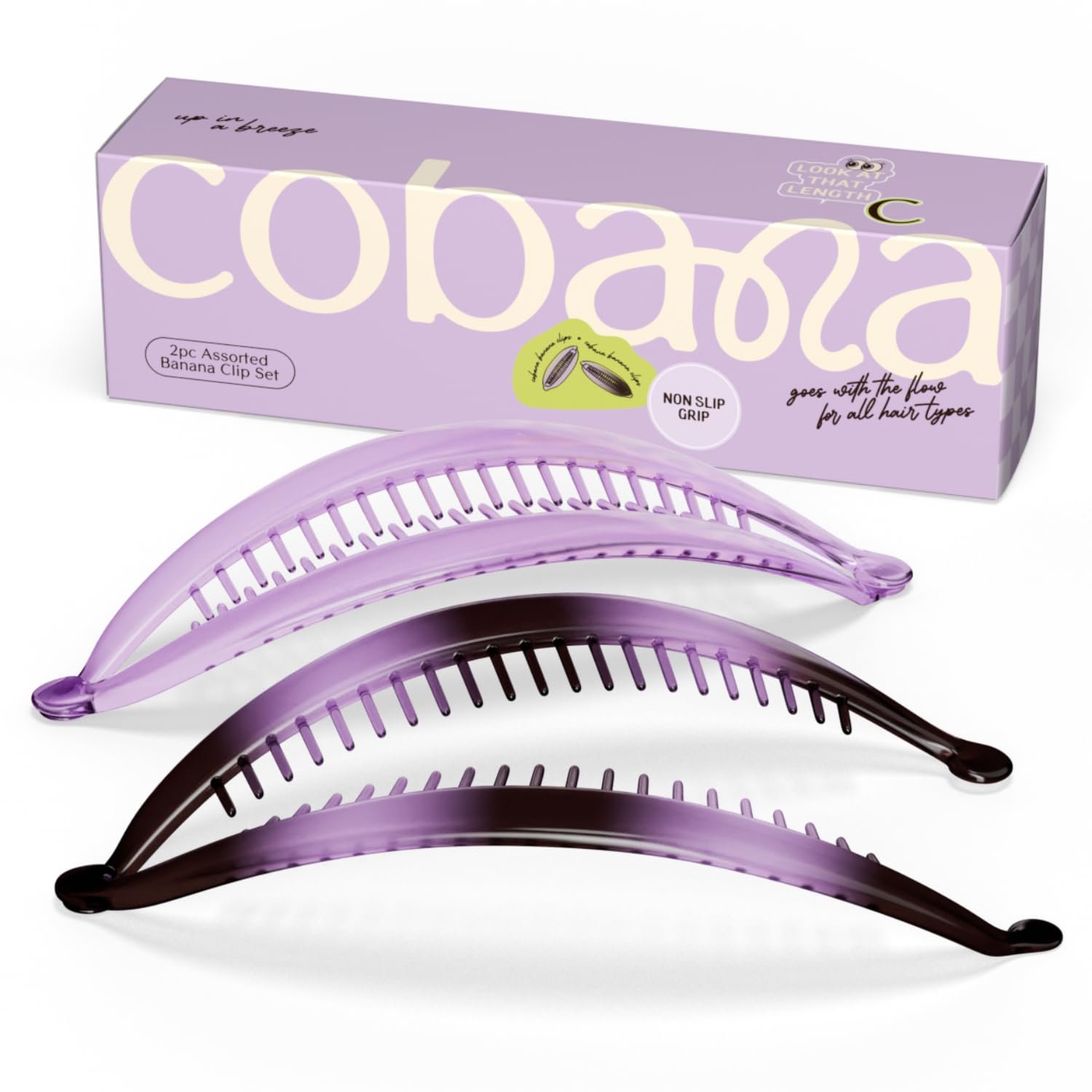 Version 1.0.0 Cobana Banana Clip Hair Clips - Volumizing Hair Claw Clips & Hair Styling Accessories for Thick & Thin Hair - Large 15'' Set (Purple, Set of 2) - Image 1