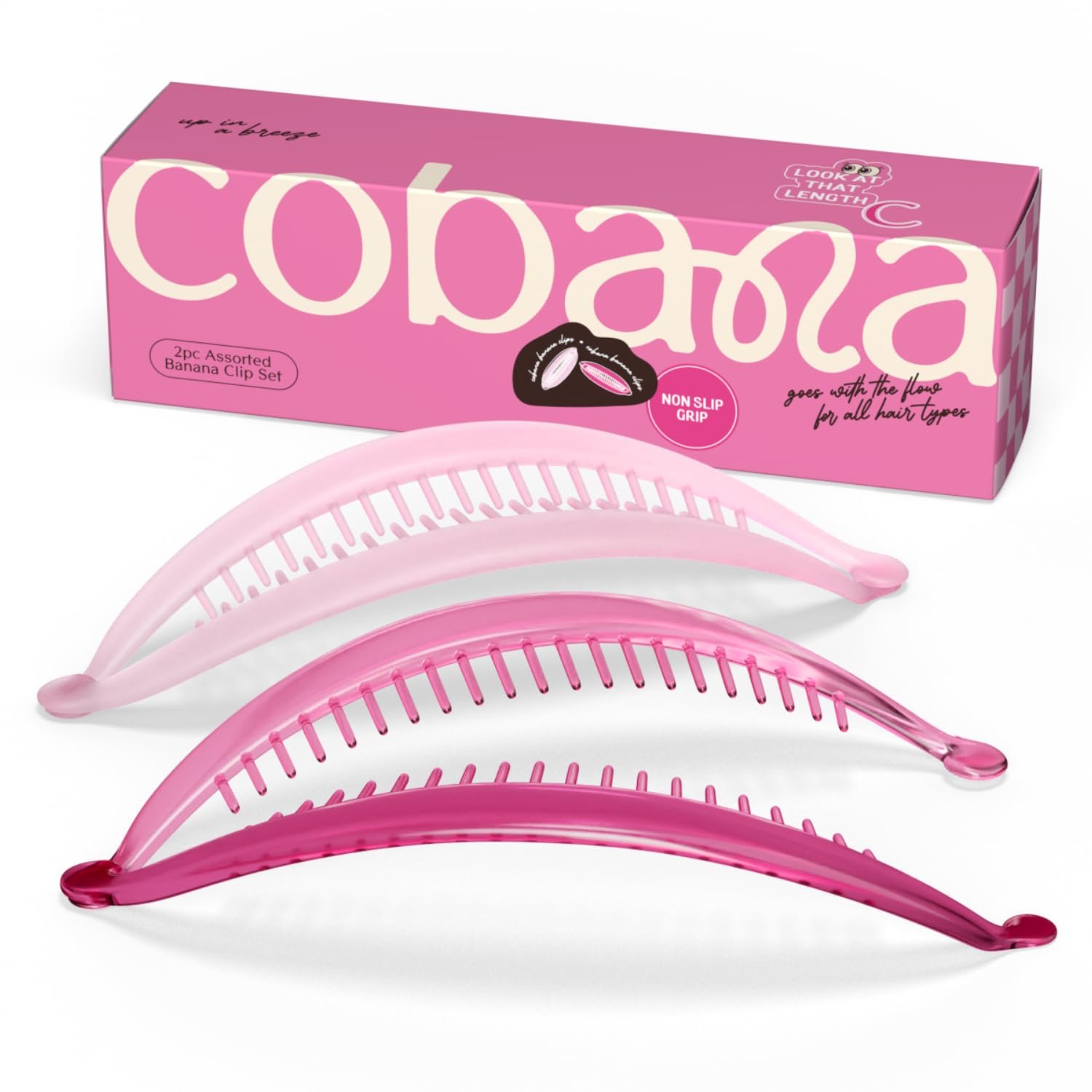 Version 1.0.0 Cobana Banana Clip Hair Clips - Volumizing Hair Claw Clips & Hair Styling Accessories for Thick & Thin Hair - Large 6'' Set of 2 (Pink) - Image 1