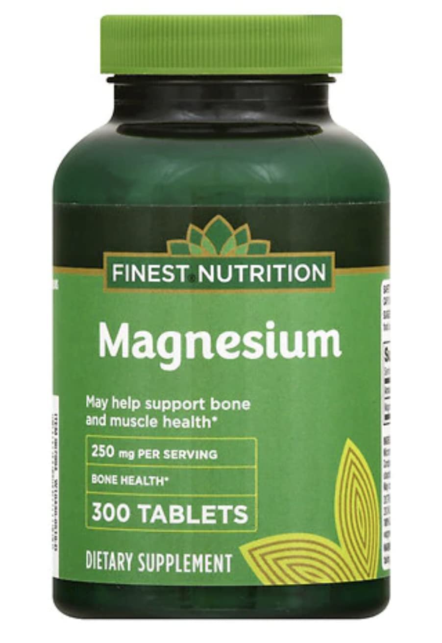 Version 1.0.0 Finest Nutrition Magnesium 250 mg 300 Tablets Bone and Muscle Health - Image 1