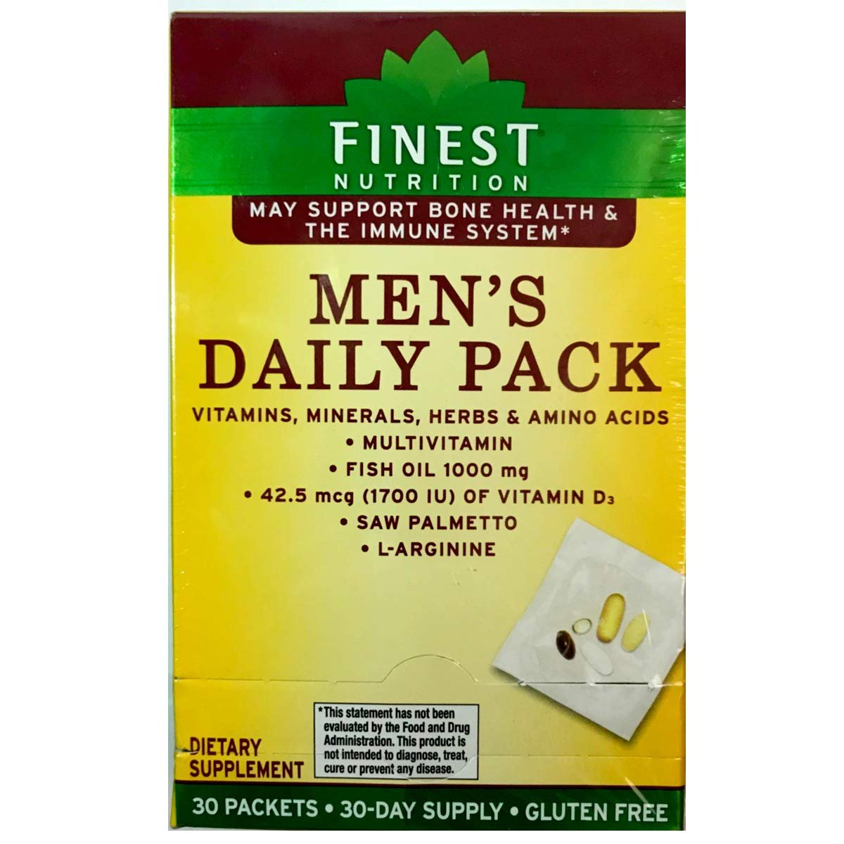Version 1.0.0 Finest Nutrition Multi Vitamin Men Pouch Combo Pk, 30 Packets 30 Day Supply (1700 IU D3) - Image 1