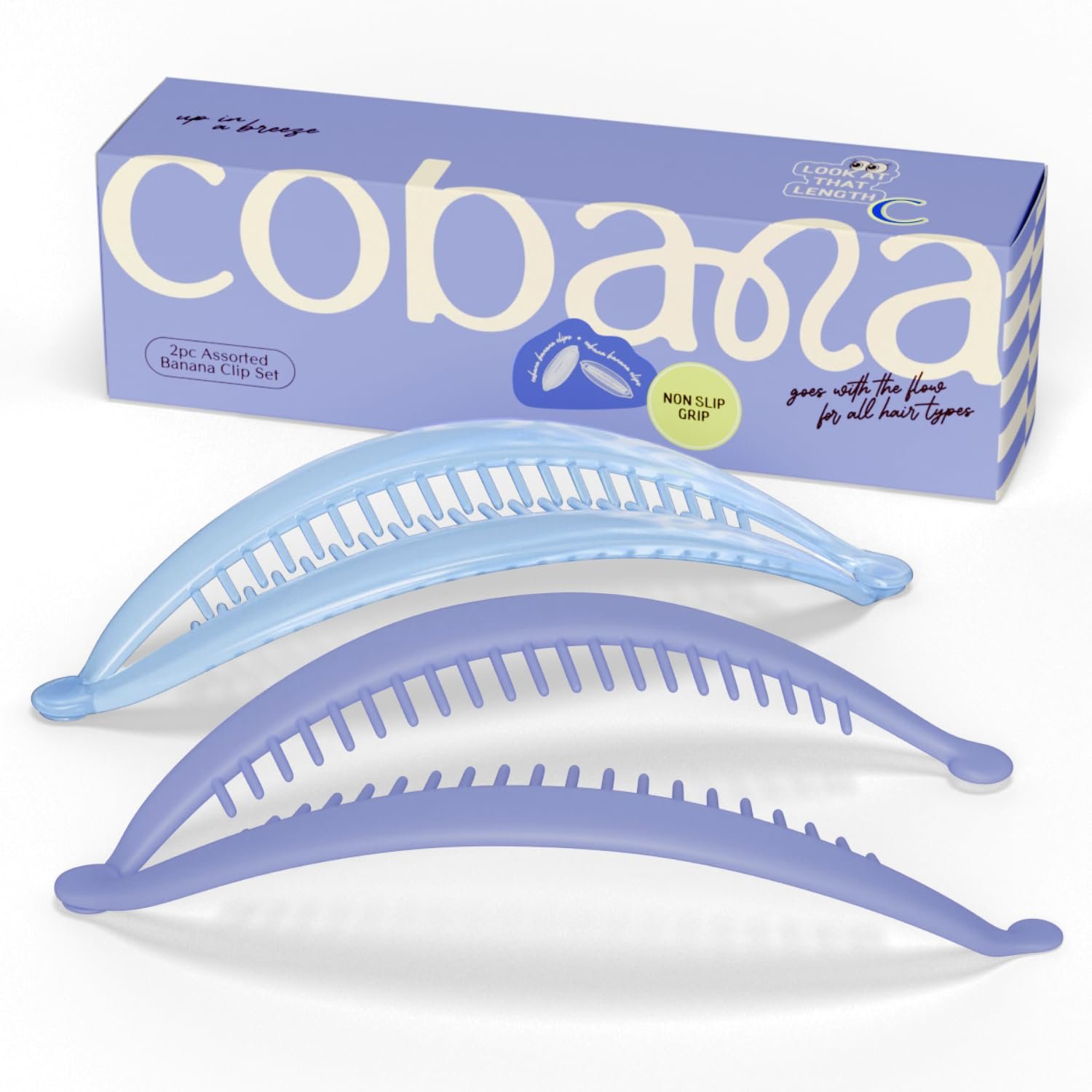 Version 1.0.0 Cobana Banana Clip Hair Clips - Volumizing Hair Claw Clips & Hair Styling Accessories for Thick & Thin Hair - Large 6'' Set of 2 (Blue) - Image 1