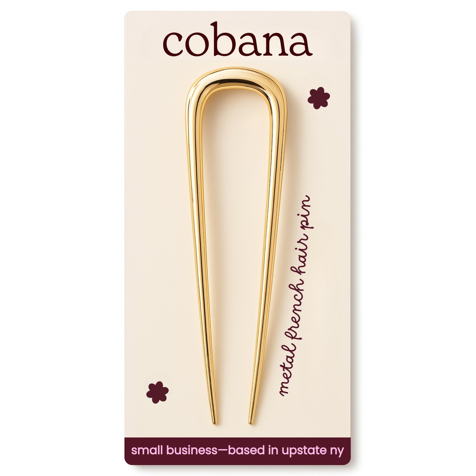 Version 1.0.0 Cobana French Hair Pin – Gold Metal Hair Accessory for Buns, Twists & Updos – Hair Pin for Thick Hair – Sleek, Durable Styling Clip for Women - Image 1