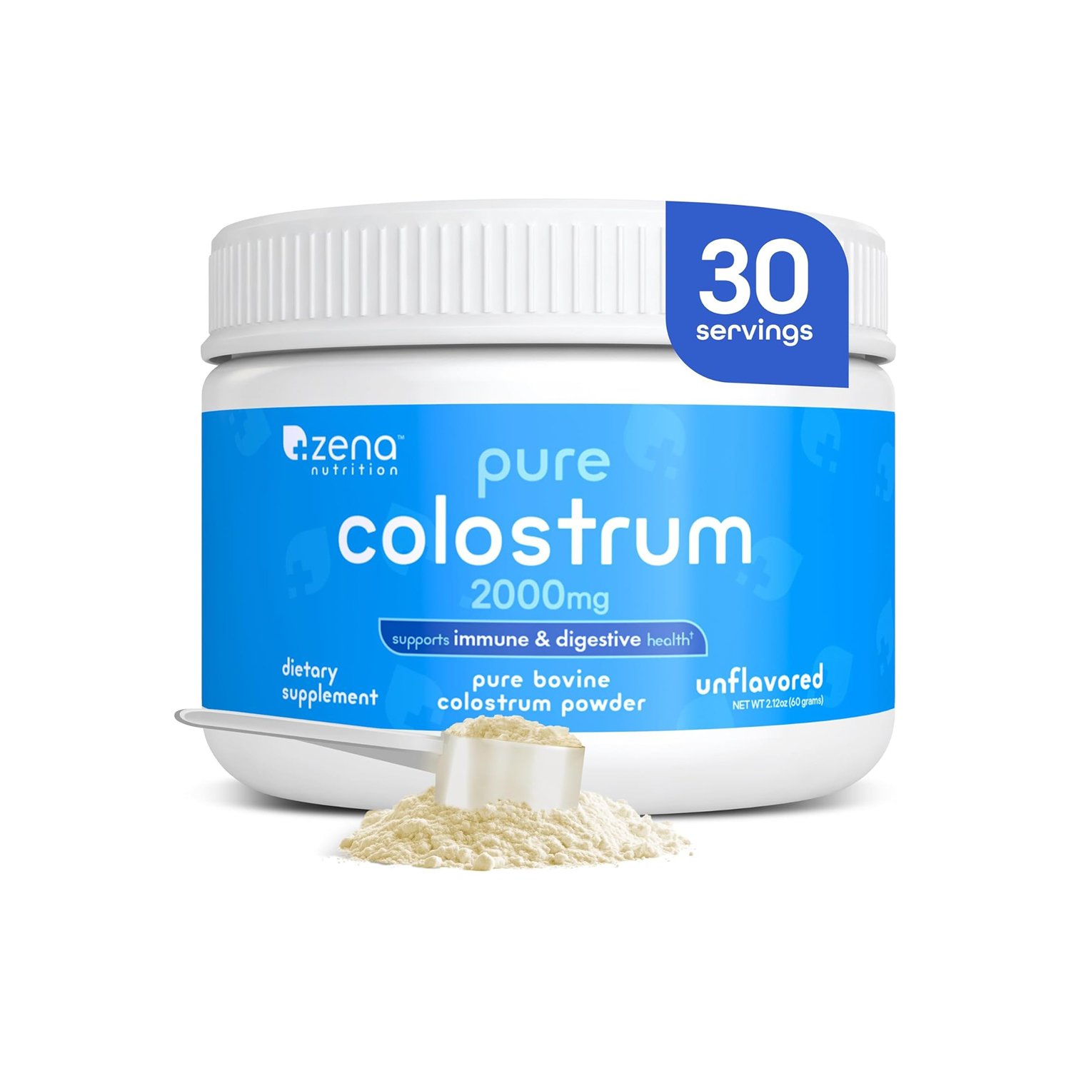 71DyLwOPOqL._AC_SL1500_ Zena Nutrition Bovine Colostrum Powder Supplement, Promotes Gut Health, Keto, Gluten Free, Fat Free, Grass Fed - Image 1