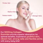 Collagen Gummies for Women, Hydrolyzed Collagen Peptides Type I, II, III, V, X, 0 Sugar, Collagen Gummies for Skin, Wrinkles, Hair, Nails, Digestive, Immune Health, 180 Collagen for Women Gummies - Image 6