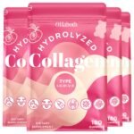 Collagen Gummies for Women, Hydrolyzed Collagen Peptides Type I, II, III, V, X, 0 Sugar, Collagen Gummies for Skin, Wrinkles, Hair, Nails, Digestive, Immune Health, 4 Packs