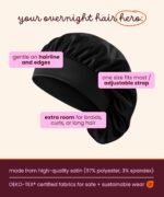 Cobana Adjustable Satin Sleep Bonnet – Silk Bonnet & Double-Lined Night Cap for All Hair Types – Soft, Slip-Resistant Hair Wrap for Sleeping (Black) - Image 3