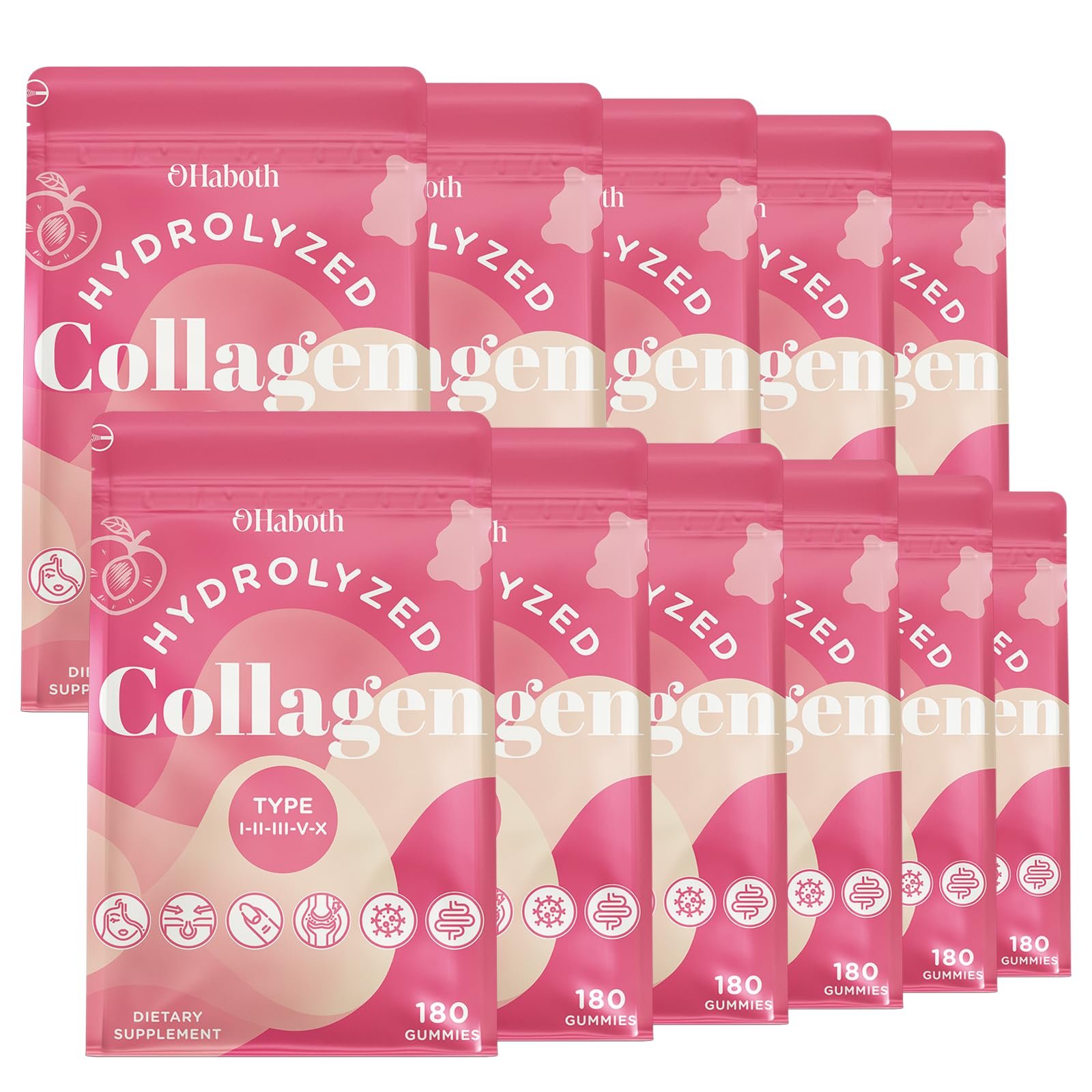 Version 1.0.0 Collagen Gummies for Women, Hydrolyzed Collagen Peptides Type I, II, III, V, X, 0 Sugar, Collagen Gummies for Skin, Wrinkles, Hair, Nails, Digestive, Immune Health, 11 Packs - Image 1