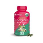 Organic Super Greens Fruit & Veggies Supplement, 3g Fiber, Spirulina, Chlorella, Prebiotics & Probiotics, Digestive Enzymes