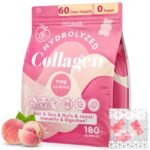 Collagen Gummies for Women, Hydrolyzed Collagen Peptides Type I, II, III, V, X, 0 Sugar, Collagen Gummies for Skin, Wrinkles, Hair, Nails, Digestive, Immune Health, 180 Collagen for Women Gummies