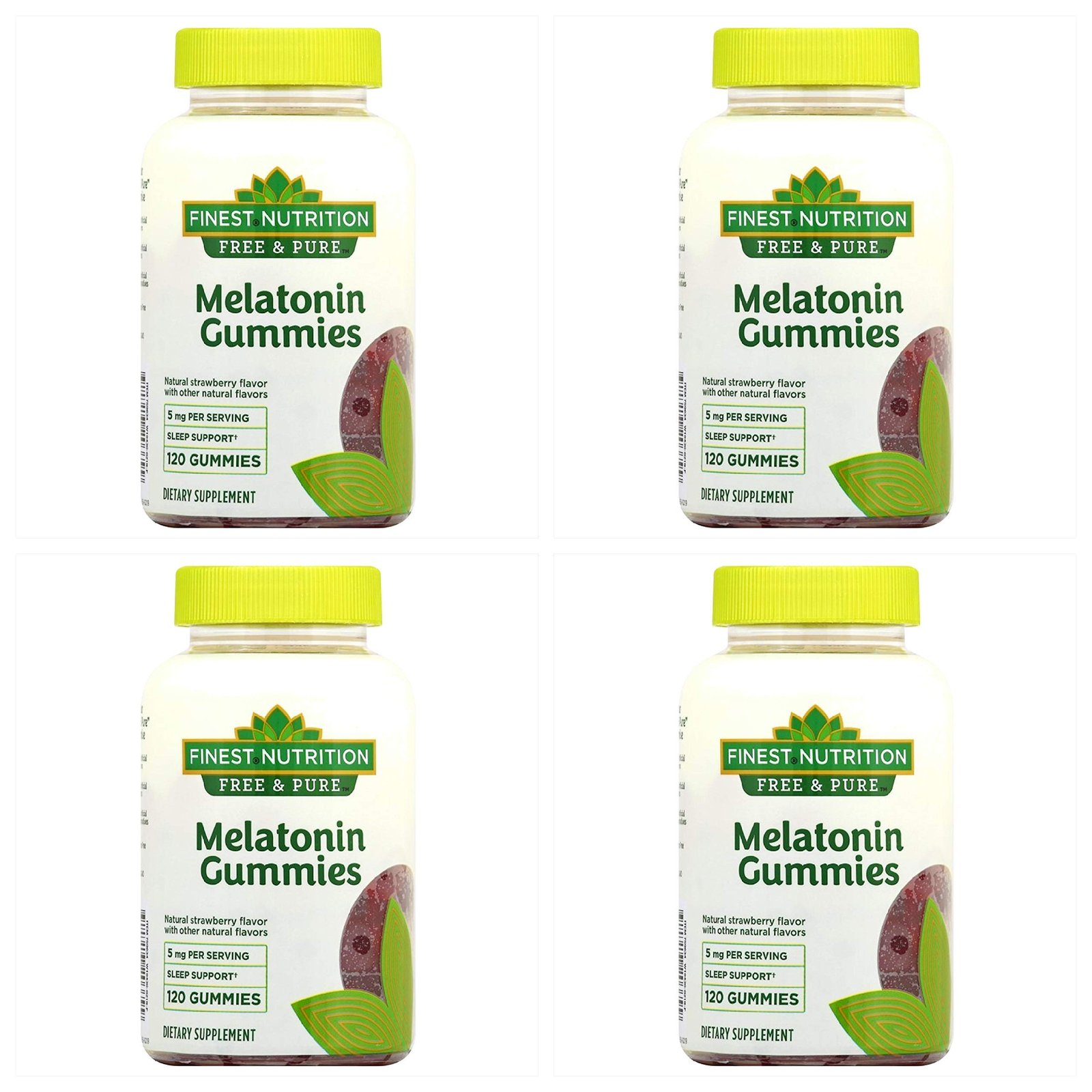 Version 1.0.0 Finest Nutrition Free & Pure Melatonin 5 mg Gummies Strawberry - 4PK - Image 1