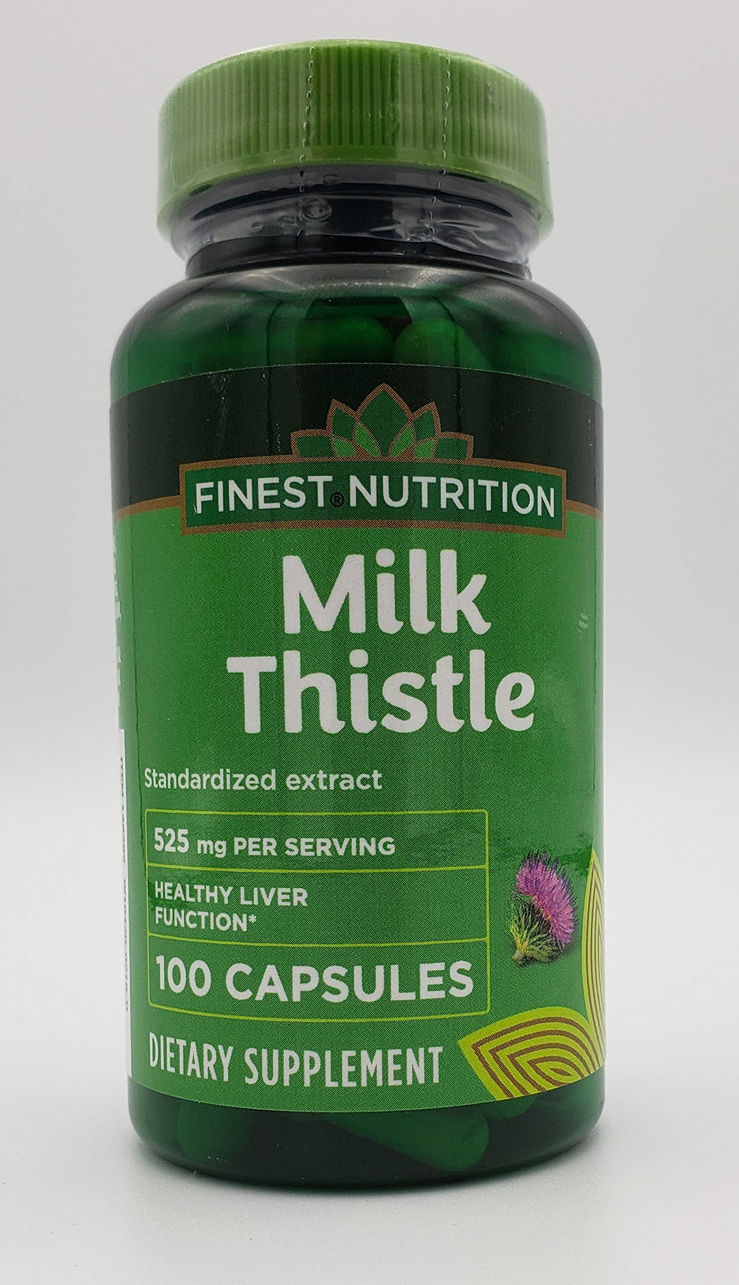 Version 1.0.0 Finest Nutrition Milk Thistle 525mg 100 Capsules Gluten Free - Image 1