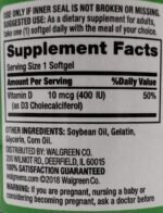 Finest Nutrition D3 400iu 125 Softgels - Image 2