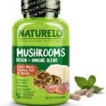NATURELO Mushroom Supplement Brain & Immune Health Blend with Lion s Mane, Reishi