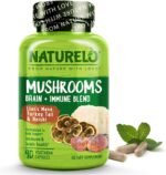 NATURELO Mushroom Supplement Brain & Immune Health Blend with Lion s Mane, Reishi