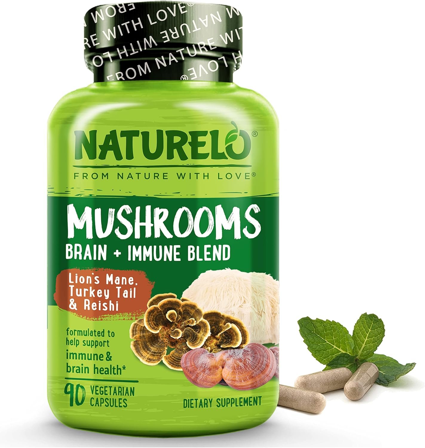 81oq0PCgWKL._AC_SL1500_ NATURELO Mushroom Supplement Brain & Immune Health Blend with Lion s Mane, Reishi - Image 1
